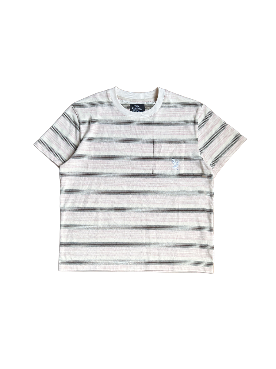 PINK STRIPED POCKET TEE SIZE M