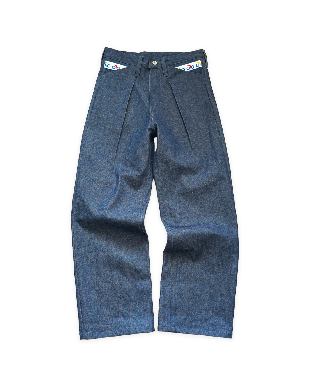 hidden dart pleated denim