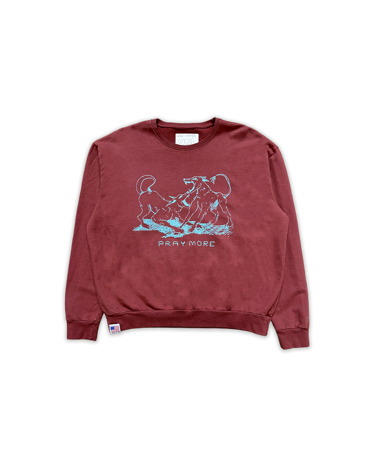 'pray' red wine crewneck sample (made-in-usa)